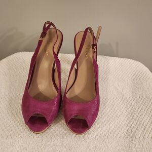 Cole Haan Magenta Peep-Toe Slingback Heels